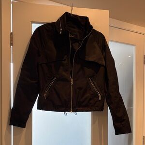 Sam Edelman Black Zip-Front Bomber Jacket